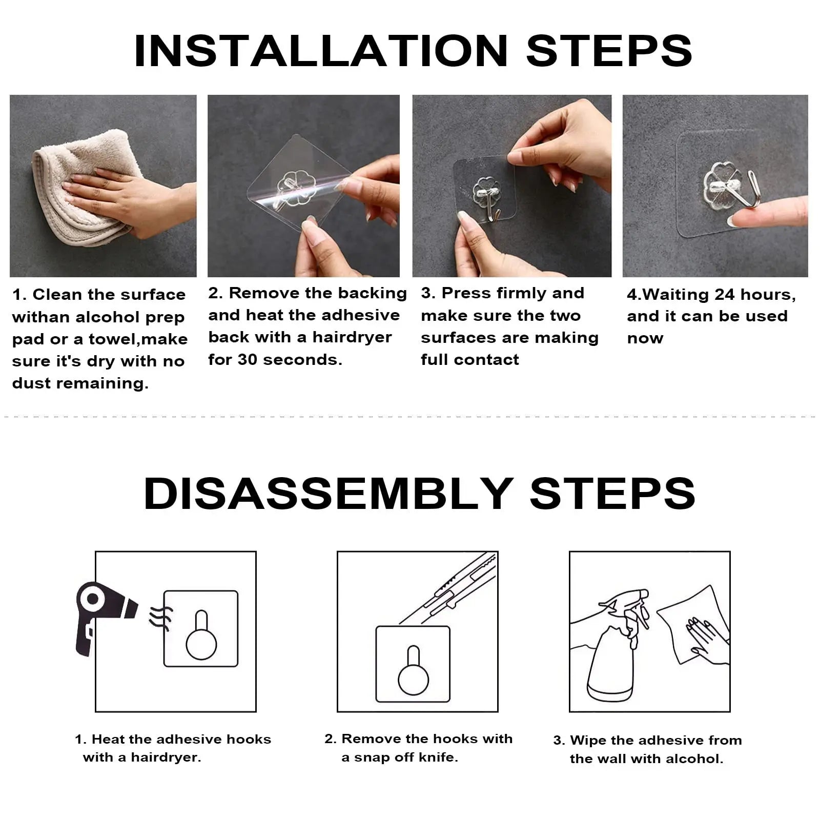 Heavy Duty Transparent Wall Hooks (Damage-Free Hanging