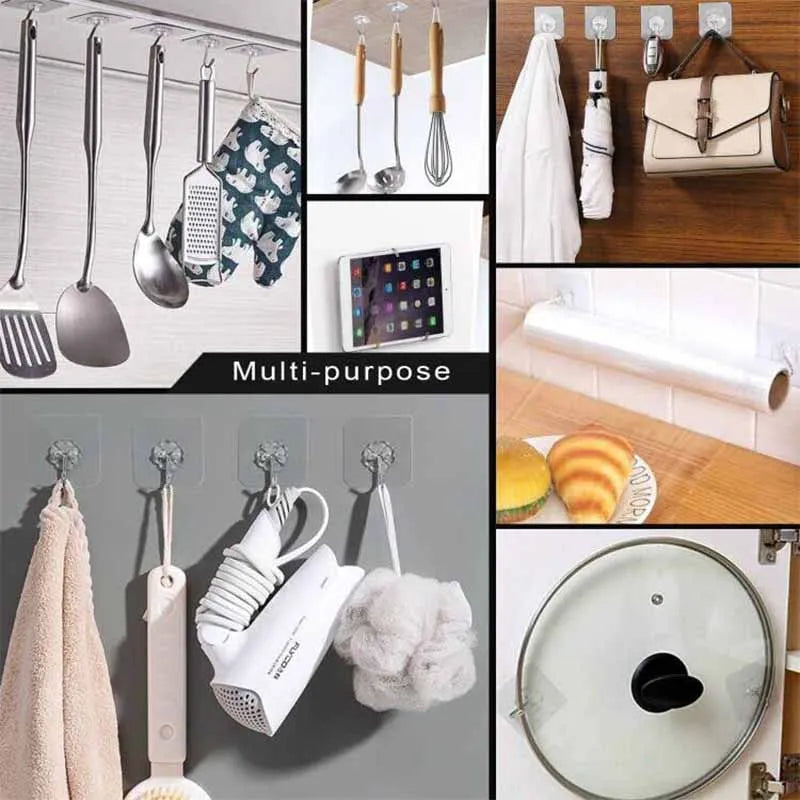 Heavy Duty Transparent Wall Hooks (Damage-Free Hanging