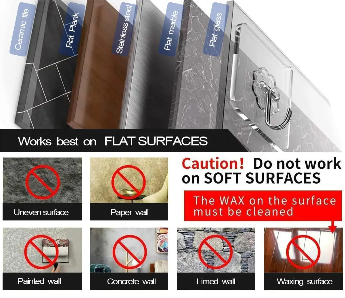 Heavy Duty Transparent Wall Hooks (Damage-Free Hanging