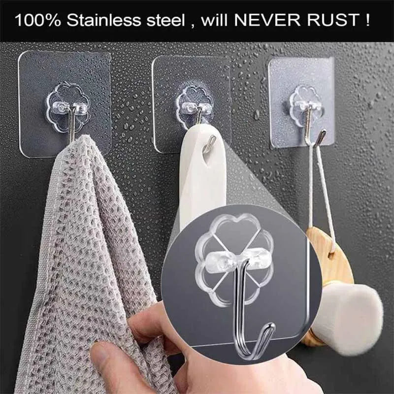 Heavy Duty Transparent Wall Hooks (Damage-Free Hanging